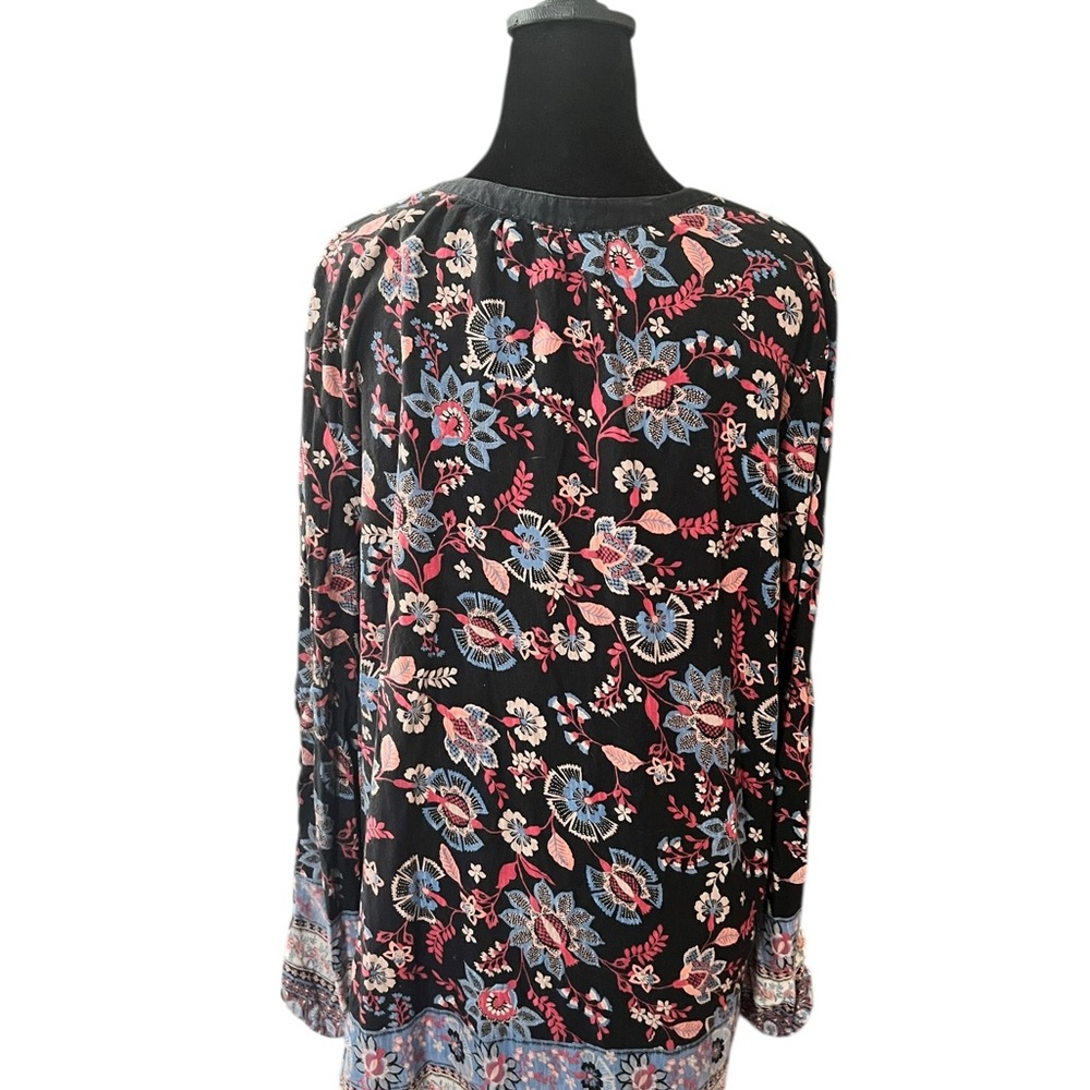 VINTAGE AMERICA Tunic 1X Black Floral Long Sleeve - Picture 4 of 6
